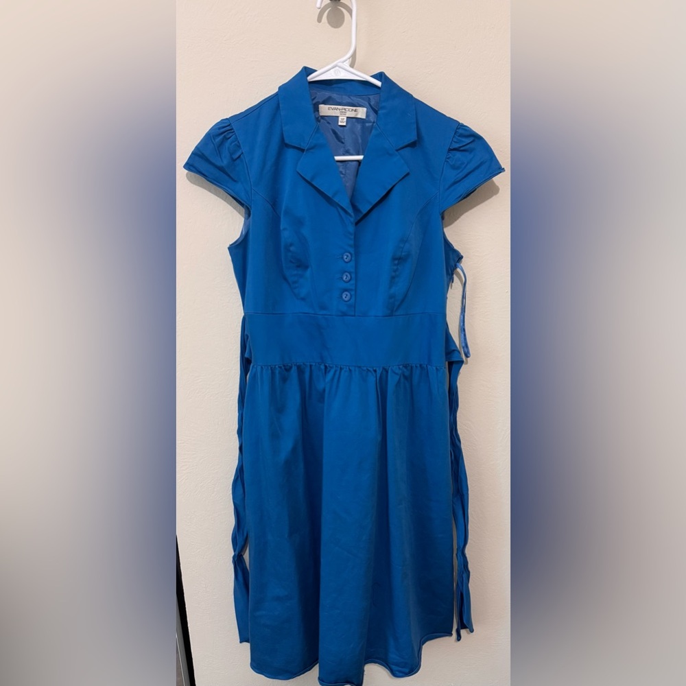 Evan Picone Blue Button-Up Women's Dress